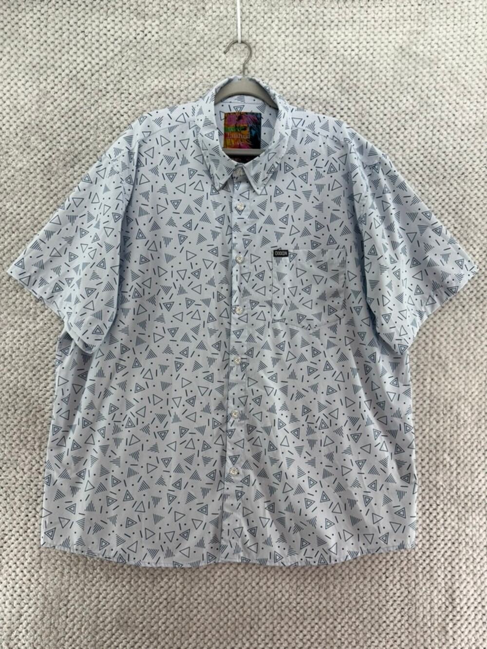 Dixxon Tainted Love Party Shirts Mens 3X Light Blue Printed Button Front Collar